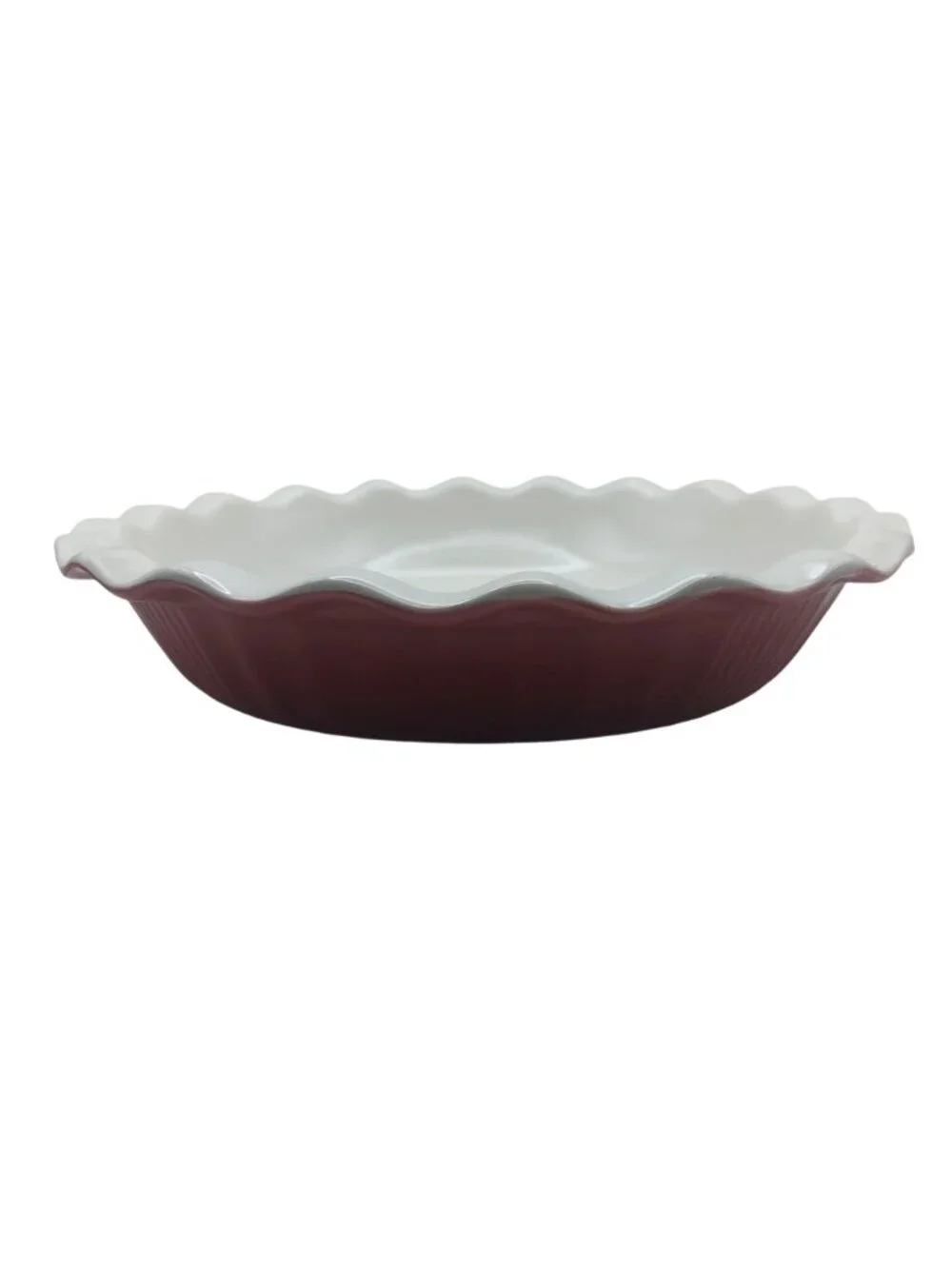 Scalloped Stoneware Pie Dish Red & White Microware Oven Freezer Dishwasher Safe